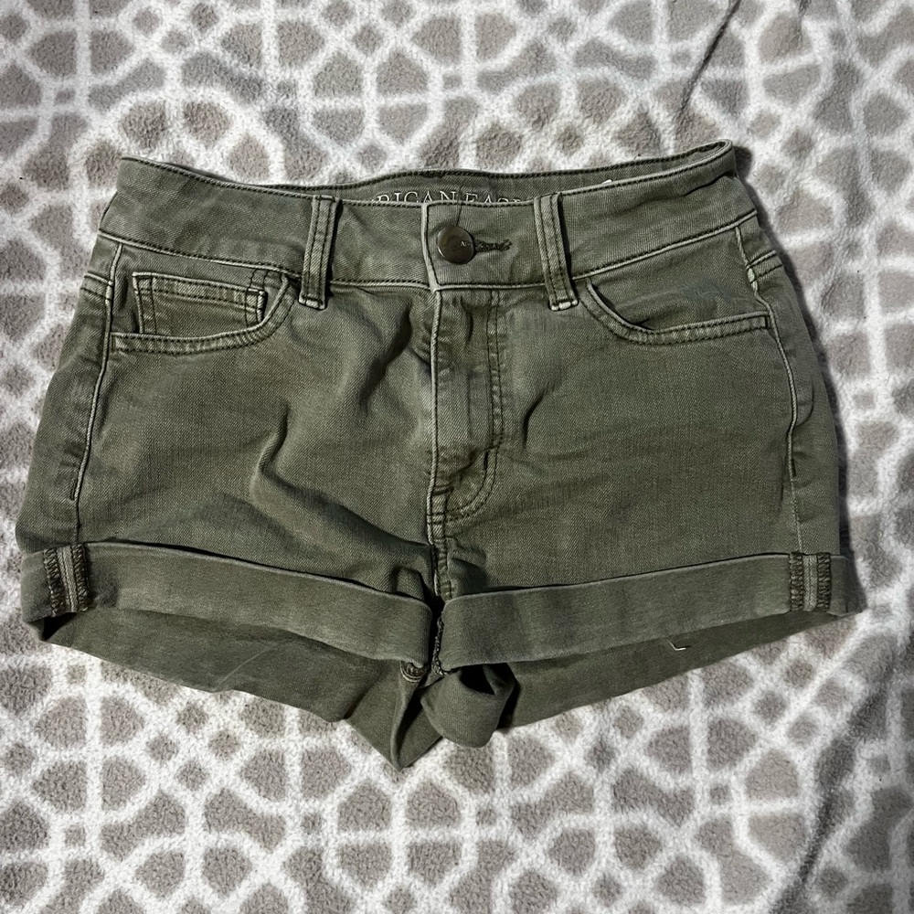 Green American Eagle jean shorts